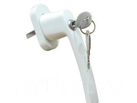 Комплектующие для окон и дверей. Оконная фурнитура. Ручка с ключом и кнопкой