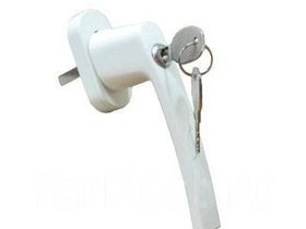 Комплектующие для окон и дверей. Оконная фурнитура. Ручка дверная с ключом и кнопкой