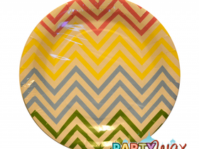 Тарелка круглая, Разноцветная волна - 12 шт.