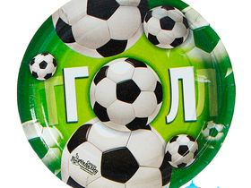 Тарелка бумажная одноразовая "Гол", Мячики - 10 шт.