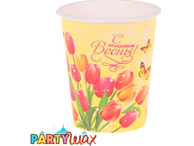 Одноразовый стакан бумажный "С праздником весны!" - 6 шт.