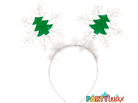 Ободок карнавальный Снежинка с елочками - 1 шт.
