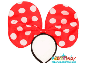 Ободок карнавальный гигант Горох, красный - 1 шт.