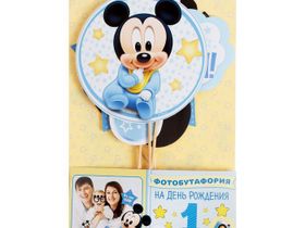 Набор фотобутафорий на палочках "1 годик", Микки Маус и друзья