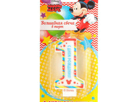 Свеча цифра 1 С Днем Рождения, Микки Маус