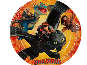 Тарелка бумажная "Драконы", 22 см - 8 шт.