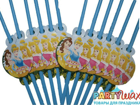 Трубочки для коктейля  "Дисней. Принцессы" - 6 шт.