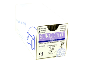 Сургикрил 910 (Surgicryl 910) EP(2), USP (3/0), длина 75 см, игла обратно-режущая DS19 мм, 3/8 окружность, 12 шт/упаковка, Бельгия (SMI AG) 15201519