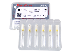 Про-Эндо К-Файлы дрильбор ручной (Pro-Endo K-Files) №15, длина 25 мм, 6 шт/упаковка, Германия (VDW GmbH) V200606025015