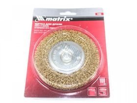 Щетка для дрели, 100мм,плоская со шпилькой,латунир.витая проволока  М74450