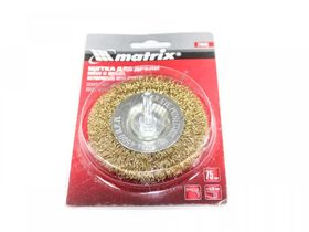 Щетка для дрели,75мм, плоская со шпилькой,латунир.витая проволока М74448