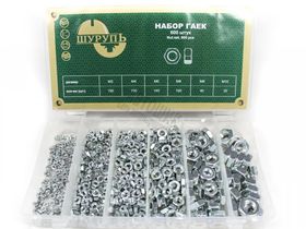Набор гаек М3,М4,М5,М6,М8,М10, 600 пред.  М48150/Шурупь