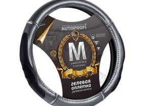 Чехол на руль "AUTOPROFI" GL-1025CARBON (M) гелевый наполнит, спортивный дизайн, вставки под карбон