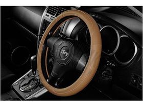 Чехол на руль "iSky" iLW-03SBE гладкий, классического дизайна, натуральная кожа, S, бежевый