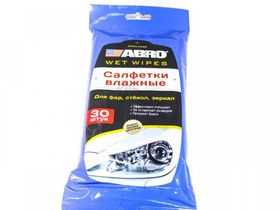 Салфетки влажные для фар, стёкол и зеркал 30шт CW-100-G ABRO