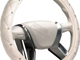 Чехол на руль "Mona Liza Deluxe" OPLM0304 кожаный, L, d=40см, белый