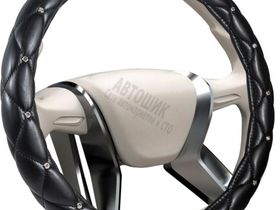 Чехол на руль "Mona Liza Deluxe" OPLM0302 кожаный, L, d=40см, черный