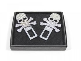 Заглушка ремня безопасности череп, со стразами, 2 шт