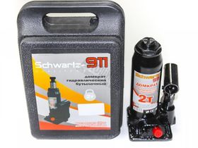 Домкрат гидравлический бутылочный 2т SCHWARTZ-911 подъем 180-345мм, пластиковый кейс ДОМК0007