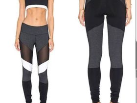 Лосины черные со вставками белого и сетки