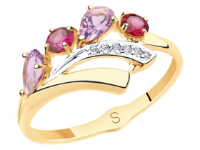 Кольцо из золота с миксом камней sokolov арт 059