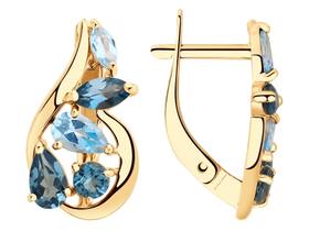 Серьги из золота с голубыми и синими топазами sokolov арт 0039