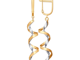 Серьги длинные из комбинированного золота sokolov арт 0025