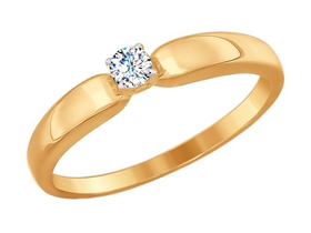 Помолвочное кольцо из золота со swarovski zirconia sokolov арт кз-078