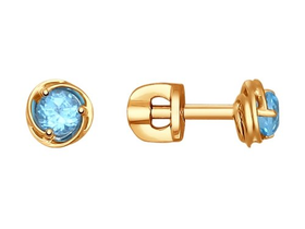 Серьги-пусеты из золота с голубыми топазами sokolov арт сз051