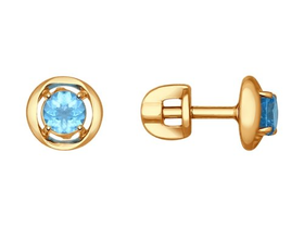 Серьги-пусеты из золота с голубыми топазами sokolov арт сз052
