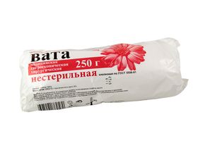 Вата 250 грамм "Розовый фламинго" медицинская гигроскопическая гигиеническая нестерильная, Россия ( АО "Фабрика "Ника")
