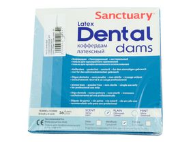 Изделие стоматологическое для изоляции полости рта, коффердам латексный (Latex Dental Dams), размер 152 мм*152 мм, синие, 36шт./уп., (средние), Малайзия ("Sanctuary Health SDN. BHD.")