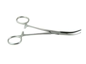 Зажим кровоостанавливающий, зубчатый, изогнутый №1, 158 мм, Пакистан (Sammar International) З-53 П