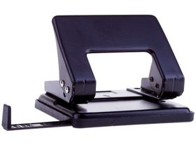 Дырокол OfficeSpace 20л., металлический, черный, с линейкой