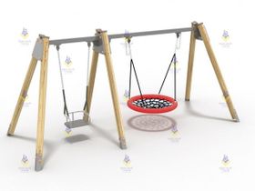 Рама двойная на столбах для двух подвесных качелей