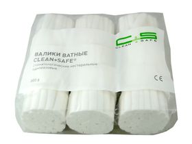 Валики ватные Clean+Safe® №2 стоматологические нестерильные одноразовые, 100% хлопок, длина 38 мм, диаметр 10 мм., 600 штук/упаковка, Китай (Changzhou Shengjie Medical Products Co., Ltd.)