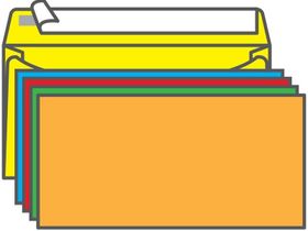 Конверт С65, KurtStrip, 114*229мм, б/подсказа, б/окна, отр. лента, радуга (5цв.*2шт.)