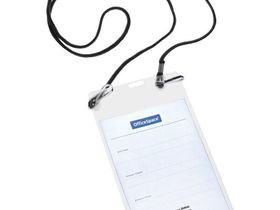 Бейдж вертикальный OfficeSpace, 95*150мм (размер вставки 90*120мм), 2 карабина, на черном шнурке