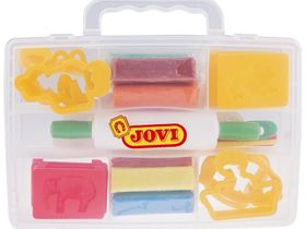 Пластилин JOVI, 08 цветов, 200г, растительный, формочки, стеки, скалка, в чемодане