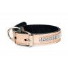 Ошейник для собак кожаный со стразами Розовое Золото = 20мм*23-33см простроченный 2х-слойный