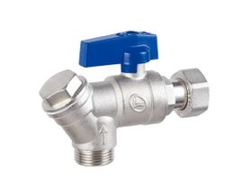 Кран шаровый угловой с накидной гайкой, фильтром и прокл. Нр-Гайка 3/4"-3/4" бабочка (LL1325 3/4")