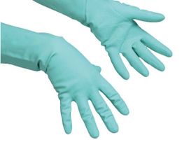 Перчатки резиновые многоцелевые, зеленые, размер M, с маркировкой "Vileda Professional" (100159) 100756