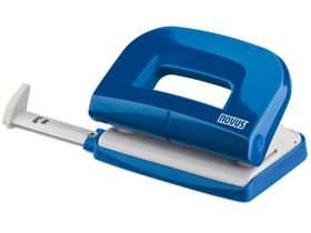 Дырокол Novus "E 210" 10л., пластиковый, с линейкой, синий блестящий