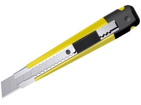 Нож канцелярский 18мм Berlingo "Hyper", auto-lock, металл. направл., желтый, европодвес