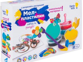 Набор для лепки Genio Kids "Мел-пластилин. Лепи и рисуй", 8 цветов, 2 штампики, инструкция