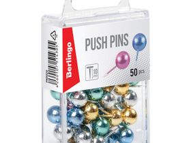 Кнопки силовые Berlingo, 50шт.,металлизированные, ассорти, пласт. упак., европодвес