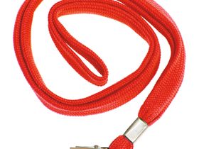 Шнурок для бейджей OfficeSpace, 45см, металлический клип, красный