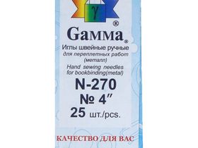 Иглы для шитья ручные Gamma N-270, 10см, 25шт. в конверте