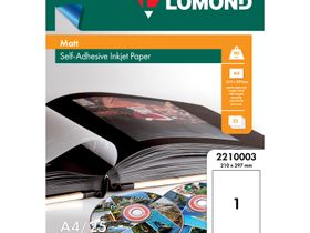 Бумага самоклеящаяся А4 25л. Lomond, белая, матовая, неделенная, 90г/м2