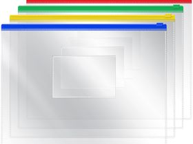 Папка-конверт на молнии В6, 150мкм, прозрачная, ассорти